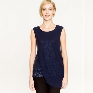 Le Chateau Sequin & Knit Layered Top Navy Small size